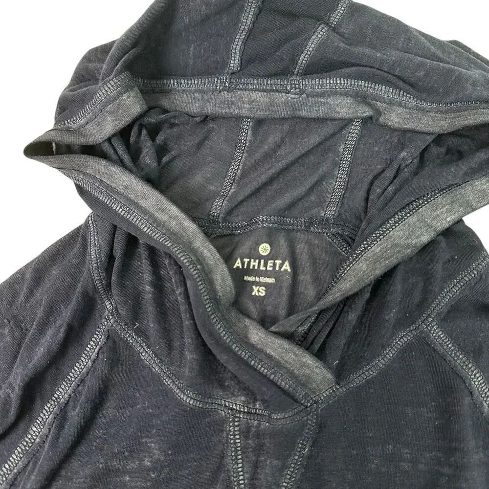Athleta Women's XS Sugar Rush Blue Heathered Hoodie Sheer Top - Picture 6 of 8